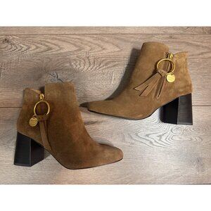 SEE BY CHLOÉ  Louise logo charm ankle boots $425  38 7.5